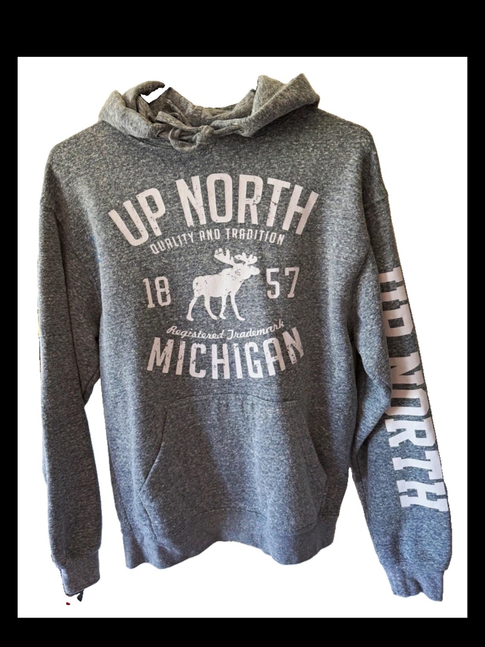 US Vintage Up North Michigan Gray Pullover Hoodie - Men/Women Size S